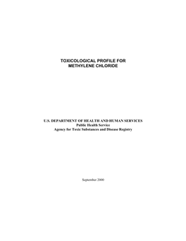 Toxicological Profile for Methylene Chloride