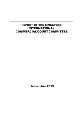 Report of the Singapore International Commercial Court Committee