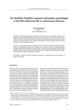 The Neolithic-Eneolithic Sequence and Pottery Assemblages in the Fifth Millennium BC in North-Eastern Slovenia