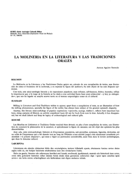 La Molineria En La Literatura Y Las Tradiciones Orales