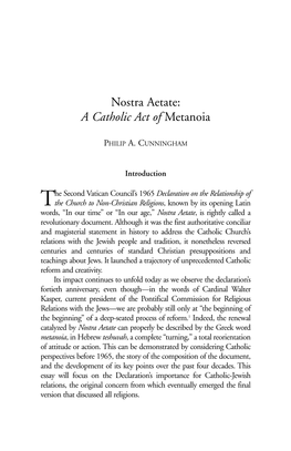 Nostra Aetate: a Catholic Act of Metanoia