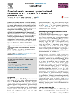 Roseoloviruses in Transplant Recipients: Clinical