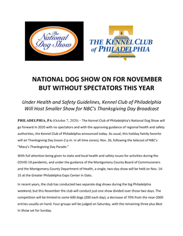 National Dog Show on for November but Without Spectators This Year