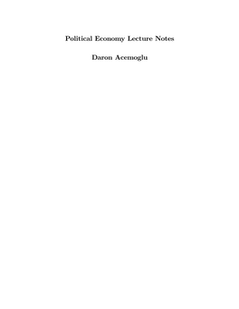 Political Economy Lecture Notes Daron Acemoglu