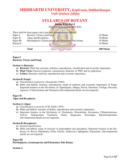 SYLLABUS of BOTANY Botany B.Sc