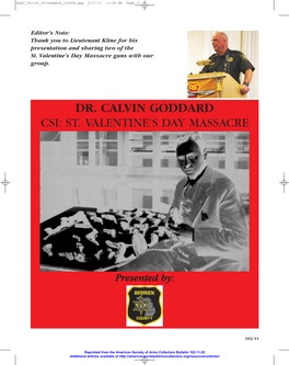 Dr. Calvin Goddard Csi: St. Valentine's Day Massacre