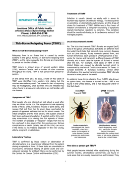 Tick-Borne Relapsing Fever (TBRF) No