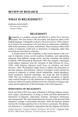 What Is Religiosity?