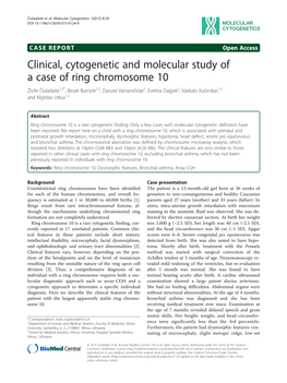 Clinical, Cytogenetic and Molecular Study of a Case of Ring Chromosome 10