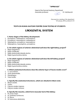 Urogenital System