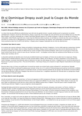 Et Si Dominique Dropsy Avait Joué La Coupe Du Monde 1982 ?