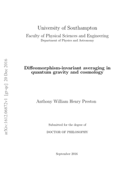 University of Southampton Faculty of Physical Sciences and Engineering Department of Physics and Astronomy