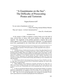“A Guantánamo on the Sea”: the Difficulty of Prosecuting Pirates and Terrorists