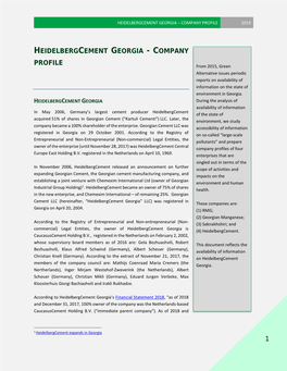 Heidelbergcement Georgia – Company Profile 2019