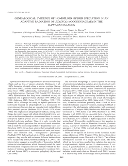 Genealogical Evidence of Homoploid Hybrid Speciation in an Adaptive Radiation of Scaevola (Goodeniaceae) in the Hawaiian Islands