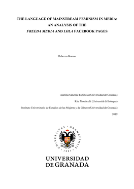 The Language of Mainstream Feminism in Media: an Analysis of the Freeda Media and Lola Facebook Pages