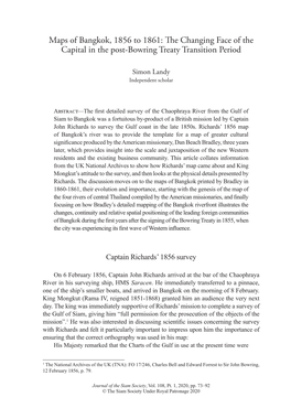 Maps of Bangkok, 1856 to 1861: the Changing Face of the Capital in the Post-Bowring Treaty Transition Period