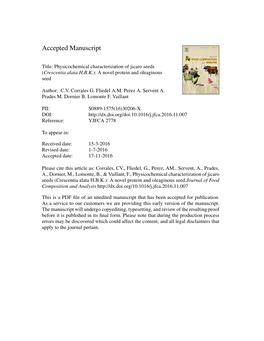 Physicochemical Characterization of Jicaro Seeds (Crescentia Alata HBK)