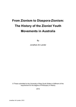 The History of the Zionist Youth Movements in Australia