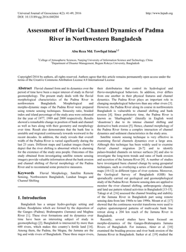 Assessment of Fluvial Channel Dynamics of Padma River in Northwestern Bangladesh