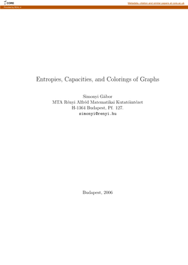 Entropies, Capacities, and Colorings of Graphs