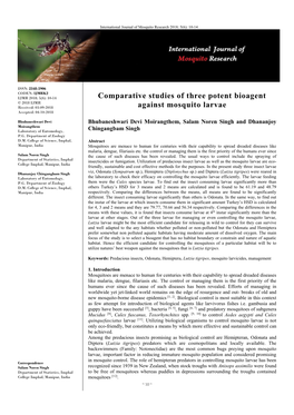 Comparative Studies of Three Potent Bioagent Against Mosquito Larvae