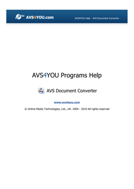 AVS4YOU Programs Help