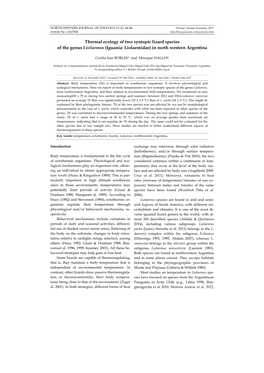 Thermal Ecology of Two Syntopic Lizard Species of the Genus Liolaemus (Iguania: Liolaemidae) in North Western Argentina