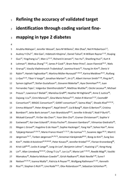 Refining the Accuracy of Validated Target Identification Through Coding Variant Fine- Mapping in Type 2 Diabetes