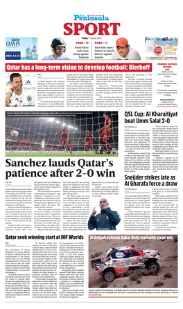 Sanchez Lauds Qatar's Patience After 2-0