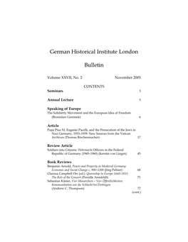 German Historical Institute London Bulletin Vol 27 (2005), No. 2