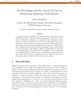 On Hot Bangs and the Arrow of Time in Relativistic Quantum Field Theory