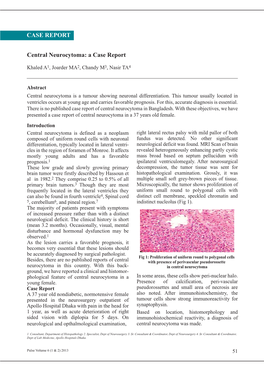 CASE REPORT Central Neurocytoma: a Case Report