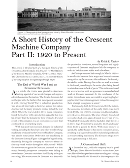 A Short History of the Crescent Machine Company Part II: 1920 to Present by Keith S