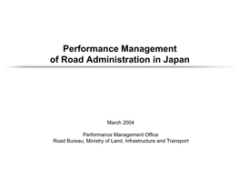 Performance Management of Road Administration in Japan