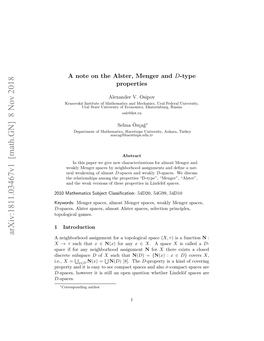 Arxiv:1811.03467V1 [Math.GN]