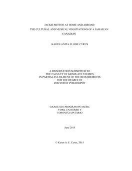 Jackie Mittoo at Home and Abroad: the Cultural and Musical Negotiations of a Jamaican Canadian