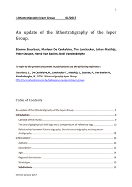 An Update of the Lithostratigraphy of the Ieper Group