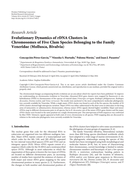 Evolutionary Dynamics of Rdna Clusters in Chromosomes of Five Clam Species Belonging to the Family Veneridae (Mollusca, Bivalvia)