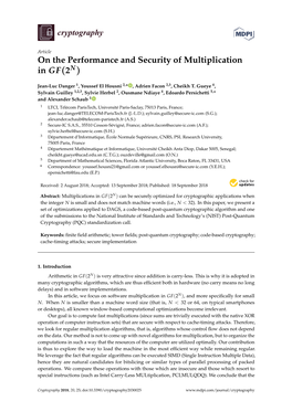 On the Performance and Security of Multiplication in GF(2N)