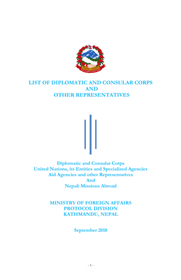 List of Diplomatic and Consular Corps and Other Representatives