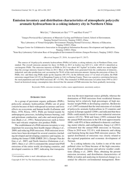Emission Inventory and Distribution Characteristics of Atmospheric Polycyclic Aromatic Hydrocarbons in a Coking Industry City in Northern China