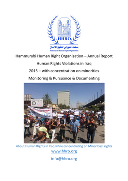 Annual Report Human Rights Violations in Iraq 2015 – with Concentration on Minorities Monitoring & Pursuance & Documenting
