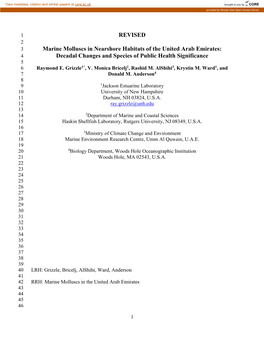 REVISED Marine Molluscs in Nearshore Habitats of The