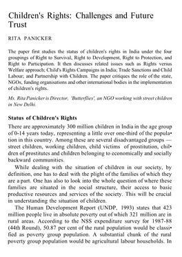 Children's Rights: Challenges and Future Trust