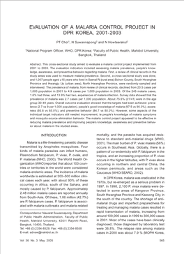 Evaluation of a Malaria Control Project in Dpr Korea, 2001-2003