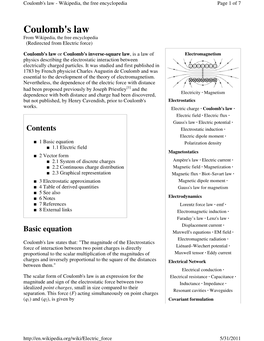 Coulomb's Law - Wikipedia, the Free Encyclopedia Page 1 of 7