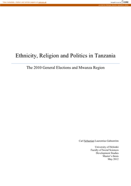 Ethnicity, Religion and Politics in Tanzania