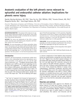 Anatomic Evaluation of the Left Phrenic Nerve Relevant to Epicardial and Endocardial Catheter Ablation: Implications for Phrenic Nerve Injury