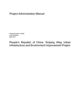 PAM: PRC: Xinjiang Altay Urban Infrastructure and Environment